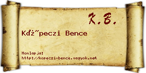 Köpeczi Bence névjegykártya